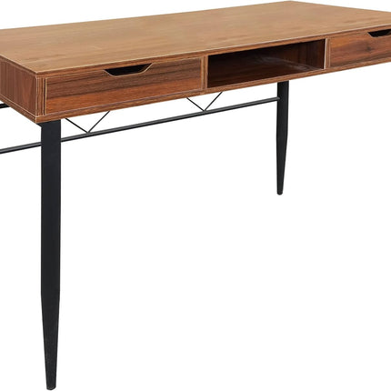 MDA Designs Kenora Home Office Study Ergonomic Desk Table Workstation with Drawers Walnut Black