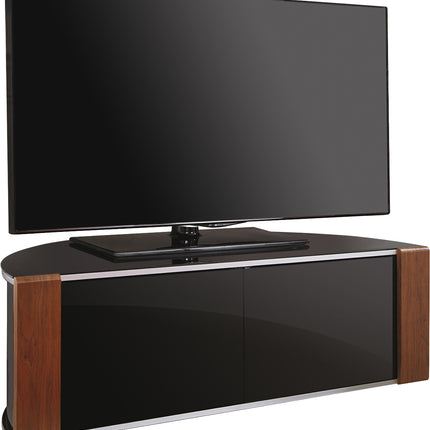 MDA Designs Sirius 1200 Black with Remote Friendly Beam Thru Glass Door and Walnut/Oak Profiles for up to 55" LCD/Plasma/LED Cabinet TV Stand