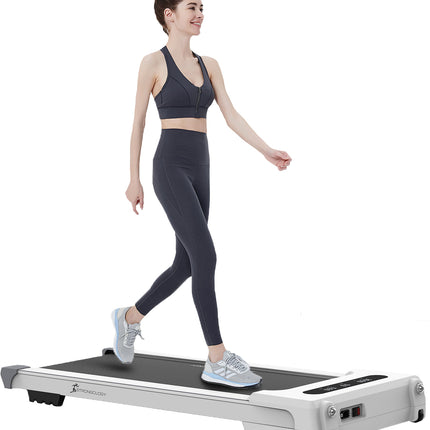 Strongology MOTIONIC WHITE Home and Office Ultra Quiet Adjustable Speed 1-8km/h Slimline 2.5HP Bluetooth Treadmill with LED Display - Grade A