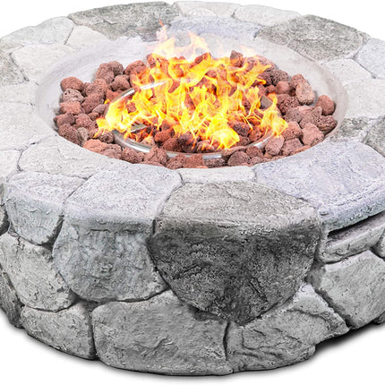 Centurion Supports Fireology KALUYA Grey Lavish Garden and Patio Gas Fire Pit with Eco-Stone Finish -  Fully Assembled - Grade A