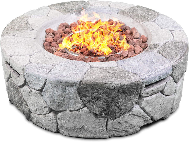 Centurion Supports Fireology KALUYA Grey Lavish Garden and Patio Gas Fire Pit with Eco-Stone Finish -  Fully Assembled - Grade A