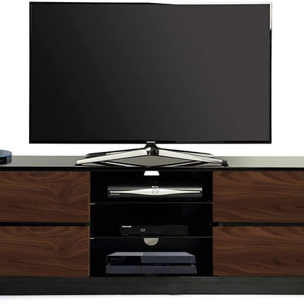 Centurion Supports AVITUS High Gloss Black with 4-Walnut Drawers for 32"-65" LED/OLED/LCD TV Cabinet - FULLY ASSEMBLED