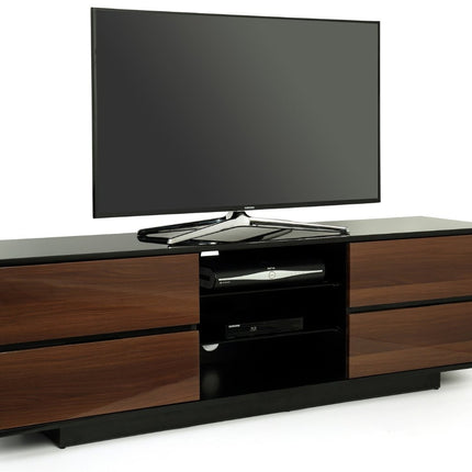 Centurion Supports Avitus Gloss Black with 4-Walnut Drawers and 3-Shelf 32"-65" LED/LCD/Plasma TV Stand