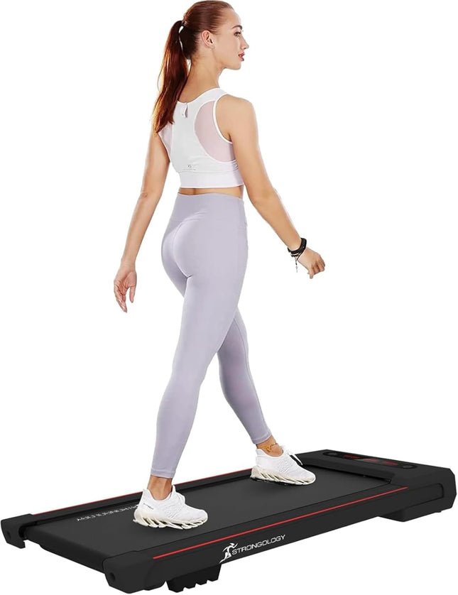 Strongology MOTIONIC Black Home and Office Ultra Quiet 560W Adjustable Speed Slimline Bluetooth Treadmill with LED Display - Fully Assembled - Grade A