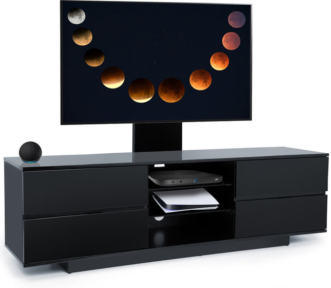 Centurion Supports AVITUS Gloss Black with 4-Black Drawers for up to 65" LED/LCD/Plasma TV Stand with Mounting Arm