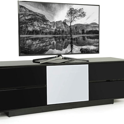 Centurion Supports AVITUS ULTRA Remote Friendly Beam-Thru Premium Black with 4-Black Drawers 32"-65" Flat Screen TV Cabinet