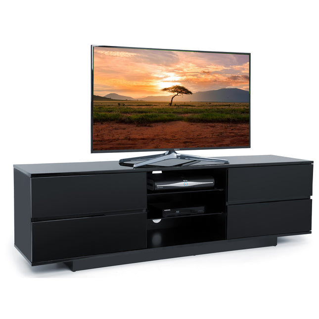 Centurion Supports Avitus Gloss Black with 4-Black Drawers and 3-Shelf 32"-65" LED/LCD/Plasma TV Stand