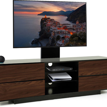 Centurion Supports AVITUS Gloss Black with 4-Walnut Drawers for up to 65" LED/LCD/Plasma TV Stand with Mounting Arm