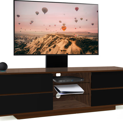 Centurion Supports Avitus Walnut with 4-Black Drawers and 3-Shelves up to 65" LED, LCD, Plasma TV Stand with Mounting Arm