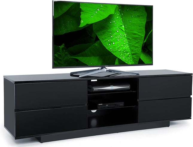 Centurion Supports Avitus Gloss Black with 4-Black Drawers and 3-Shelf 32"-65" LED/LCD/Plasma TV Stand - Grade A