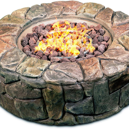 Centurion Supports Fireology KALUYA Bronze Lavish Garden and Patio Gas Fire Pit with Eco-Stone Finish - Fully Assembled - Grade A