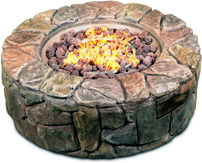 Centurion Supports Fireology KALUYA Bronze Lavish Garden and Patio Gas Fire Pit with Eco-Stone Finish - Fully Assembled - Grade A