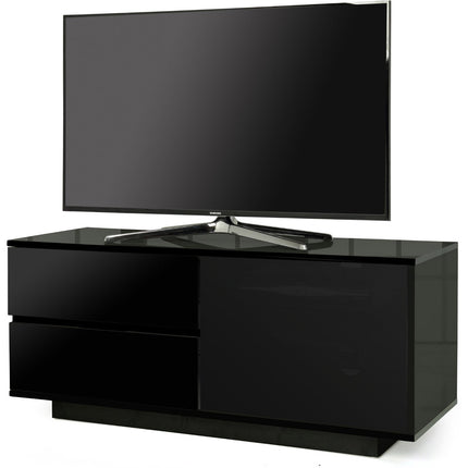 Centurion Supports Gallus ULTRA Remote Friendly BeamThru Gloss Black with 2-Black Drawers 32"-55" Flat Screen TV Cabinet