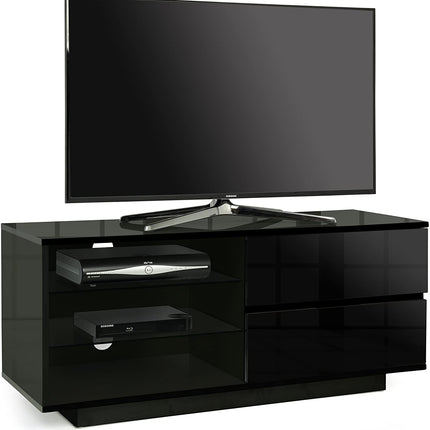 Centurion Supports GALLUS High Gloss Black with 2-Gloss Black Drawers for 32"-55" LED/OLED/LCD TV Cabinet - FULLY ASSEMBLED