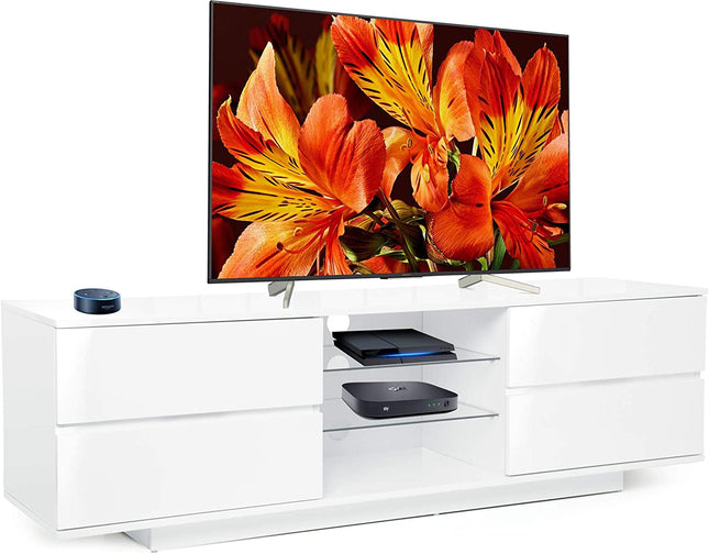 Centurion Supports AVITUS High Gloss White with 4-White Drawers for 32"-65" LED/OLED/LCD TV Cabinet - Fully Assembled