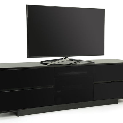 Centurion Supports AVITUS ULTRA Remote Friendly BeamThru Gloss Black with 4-Black Drawers 32"-65" Flat Screen TV Cabinet