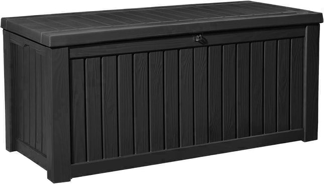 Centurion Supports TUNGSTEN 450 Litre 119 Gallon Waterproof Extra Large Lockable Easy-Open Garden Storage Box in Black - Assembled - Grade A