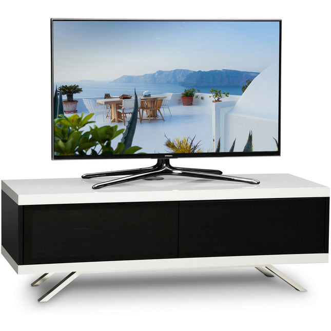 MDA Designs TUCANA 1200 HYBRID WHITE Beam Thru Remote-Friendly up to 60" Flat Screen TV Cabinet