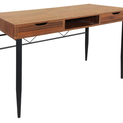 MDA Designs Kenora Home Office Study Ergonomic Desk Table Workstation with Drawers Walnut Black