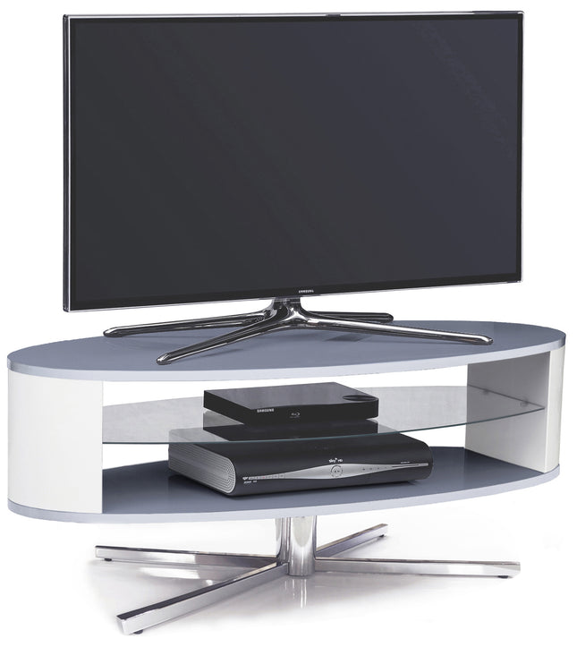 MDA Designs Orbit 1100GW Grey TV Stand with White Elliptic Sides for Flat Screen TVs up to 55"