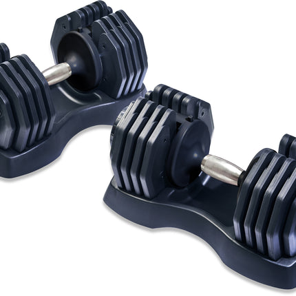 Strongology Home Fitness Adjustable Smart Dumbbell Pair from 5kg to 40kg Training Weights in Black