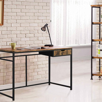 MDA Designs Ottawa Home Office Study Ergonomic Desk Table Workstation with Drawer Nutmeg Black