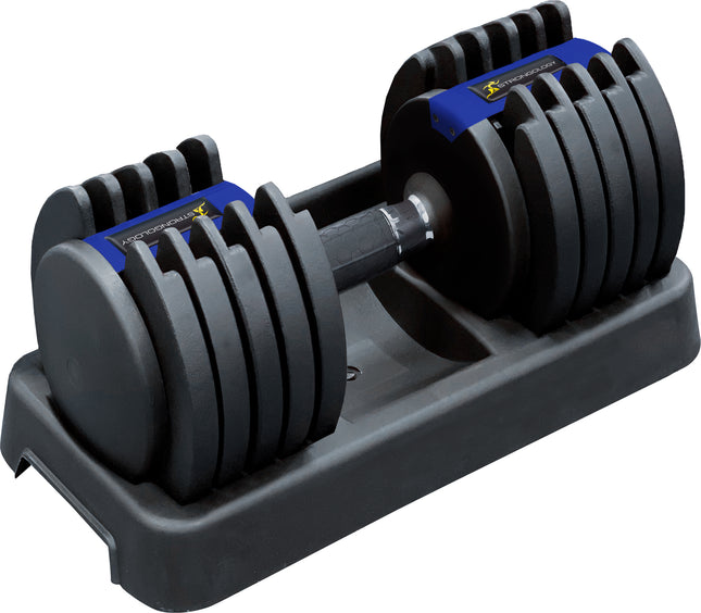 Strongology Predator 20 Home Fitness Adjustable Smart Single Dumbbell up to 20kg Training Weights in Black - Grade A