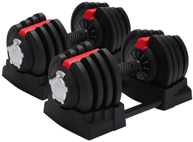 Strongology ELEMENT18 Black and Red Home Fitness Smart Adjustable Dumbbell from 1.5kg up to 18kg Training Weights Pair