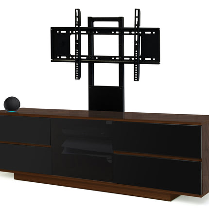 Centurion Supports AVITUS ULTRA Walnut Remote Friendly BeamThru Door with 4-Black Drawers up to 65" Flat Screen TV Cabinet with Mounting Arm