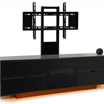 Centurion Supports Avitus ULTRA LED Gloss Black Remote Friendly Beam-Thru Door up to 65" TV Cabinet with 16 colour LED Lights and Mounting Arm