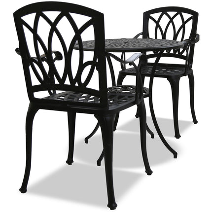 Centurion Supports POSITANO Garden and Patio Table and 2 Chairs Cast Aluminium Bistro Set - Black - Grade A