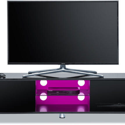 Centurion Supports CAPRI Gloss Black Remote-Friendly up to 65" Flat Screen TV Cabinet with 16 Colour LED Shelf Lights