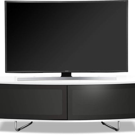 Centurion Supports Caru Gloss Black and Gloss White Beam-Thru Remote Friendly Super-Contemporary "D" Shape Design 32"-65" LED/OLED/LCD TV Cabinet - Grade A