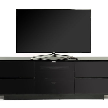 Centurion Supports AVITUS ULTRA Remote Friendly BeamThru Gloss Black with 4-Black Drawers 32"-65" Flat Screen TV Cabinet