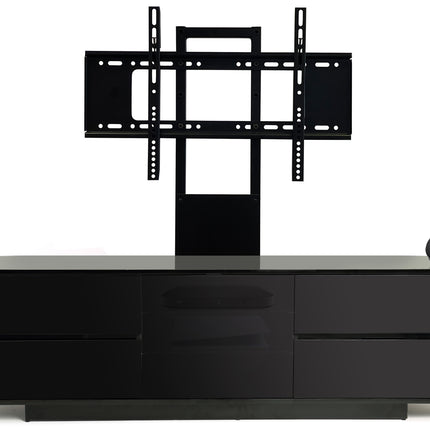 Centurion Supports AVITUS ULTRA Gloss Black Remote Friendly BeamThru Door with 4-Drawers up to 65" Flat Screen TV Cabinet with Mounting Arm