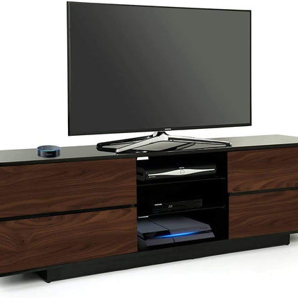 Centurion Supports AVITUS High Gloss Black with 4-Walnut Drawers for 32"-65" LED/OLED/LCD TV Cabinet - FULLY ASSEMBLED