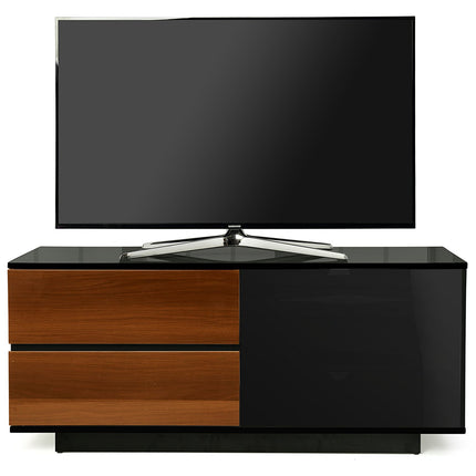 Centurion Supports GALLUS ULTRA Remote Friendly BeamThru Gloss Black with 2-Walnut Drawers 32"-55" Flat Screen TV Cabinet