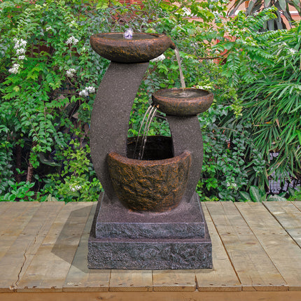 MDA Designs Shinto 3 Tier Pouring Bowls Water Feature with Lights