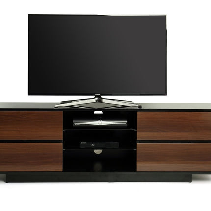 Centurion Supports Avitus Gloss Black with 4-Walnut Drawers and 3-Shelf 32"-65" LED/LCD/Plasma TV Stand