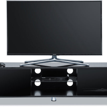 Centurion Supports CAPRI Gloss Black with Black Sides Beam-Thru Remote Friendly 32"-65" Flat Screen TV Cabinet