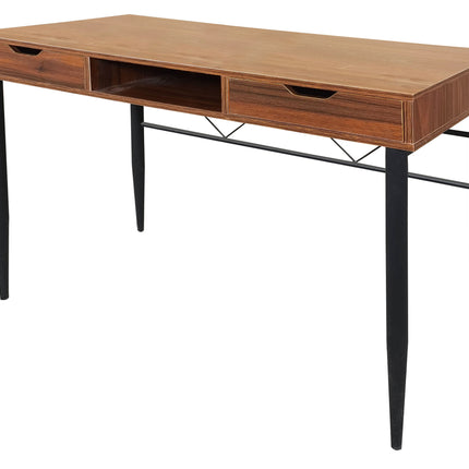 MDA Designs Kenora Home Office Study Ergonomic Desk Table Workstation with Drawers Walnut Black