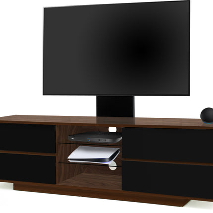 Centurion Supports Avitus Walnut with 4-Black Drawers and 3-Shelves up to 65" LED, LCD, Plasma TV Stand with Mounting Arm