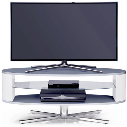 MDA Designs Orbit 1100GW Grey TV Stand with White Elliptic Sides for Flat Screen TVs up to 55"