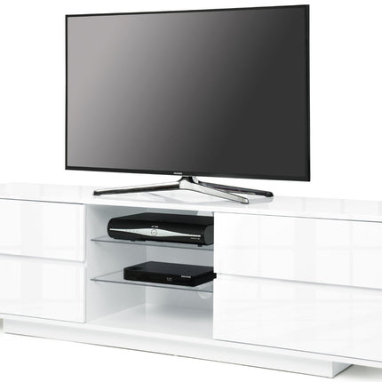 Centurion Supports Avitus Premium High Gloss White with 4-White Drawers and 3-Shelf 32"-65" LED/OLED/LCD TV Cabinet