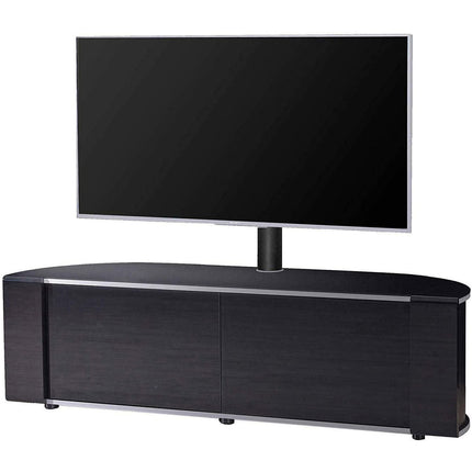 MDA Designs Sirius 1600 Cabinet with BeamThru Remote-Friendly Gloss Black with Black Trims for Flat Screen TVs up to 65" with Mounting Arm