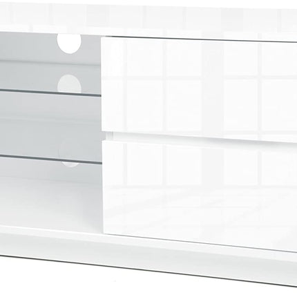 Centurion Supports GALLUS High Gloss White with 2-White Drawers for 32"-55" LED/OLED/LCD TV Cabinet - FULLY ASSEMBLED