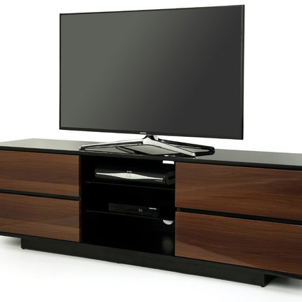 Centurion Supports Avitus Gloss Black with 4-Walnut Drawers and 3-Shelf 32"-65" LED/LCD/Plasma TV Stand