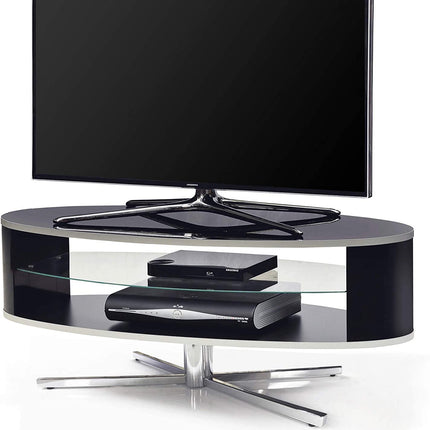 MDA Designs Orbit 1100BB Gloss Black TV Stand with Gloss Black Elliptic Sides for Flat Screen TVs up to 55"