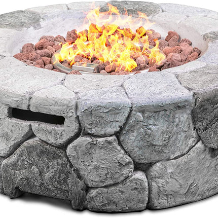 Centurion Supports Fireology KALUYA Grey Lavish Garden and Patio Gas Fire Pit with Eco-Stone Finish -  Fully Assembled - Grade A