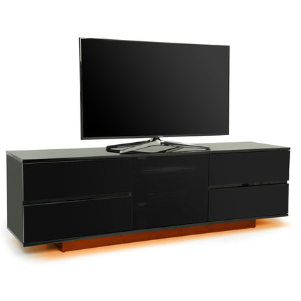 Centurion Supports Avitus ULTRA Remote Friendly Beam-Thru Gloss Black with 4-Black Drawers 32"-65" LED/OLED/LCD TV Cabinet with 16 colour LED Lights